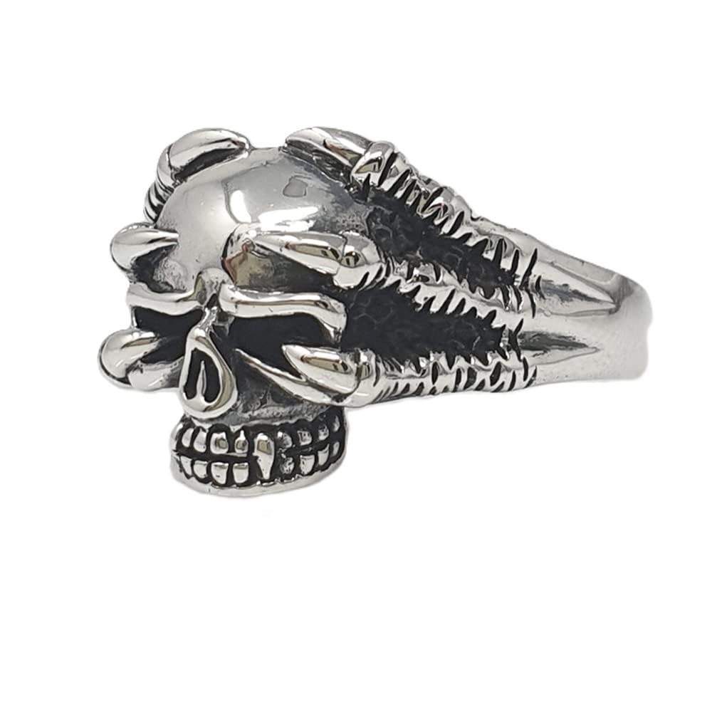 Treasure Bay Mens Womens Eagle Claws Skull Ring - 925 Sterling Silver Biker Punk Skull Eagle Claws Ring Size: N P R T W Y Z