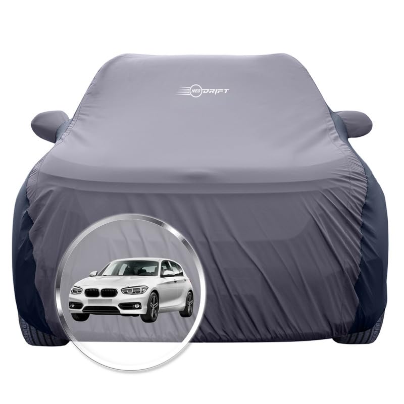 Image of NEODRIFT 'SuperTech' Car Cover for BMW 1 Series (100% Water-Resistant, All Weather Protection, Tailored Fit, Multi-Layered & Breathable Fabric) (Colour: D.Grey+Black)