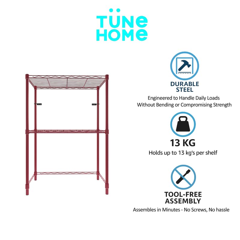 Image of 2-Shelves Microwave Large Heavy Duty Steel Storage Rack | Multipurpose Shelving Unit for Kitchen, Home & Utility A
