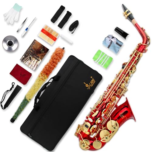 SLADE Eb Alto Saxophone for Beginner Students and Adults, Red