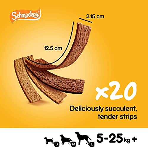 Pedigree Schmackos Geflügelmischung - Hundeleckerlis - verschiedene Geflügelaromen - 180 Streifen (9 Stück)