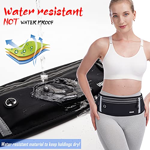 Image of USHAKE Slim Running Belt, Workout Fanny Pack for Men Women,Exercise Waist Pack for Apple iPhone Holder, Runner Belt for Running Walking Cycling Camping Gym