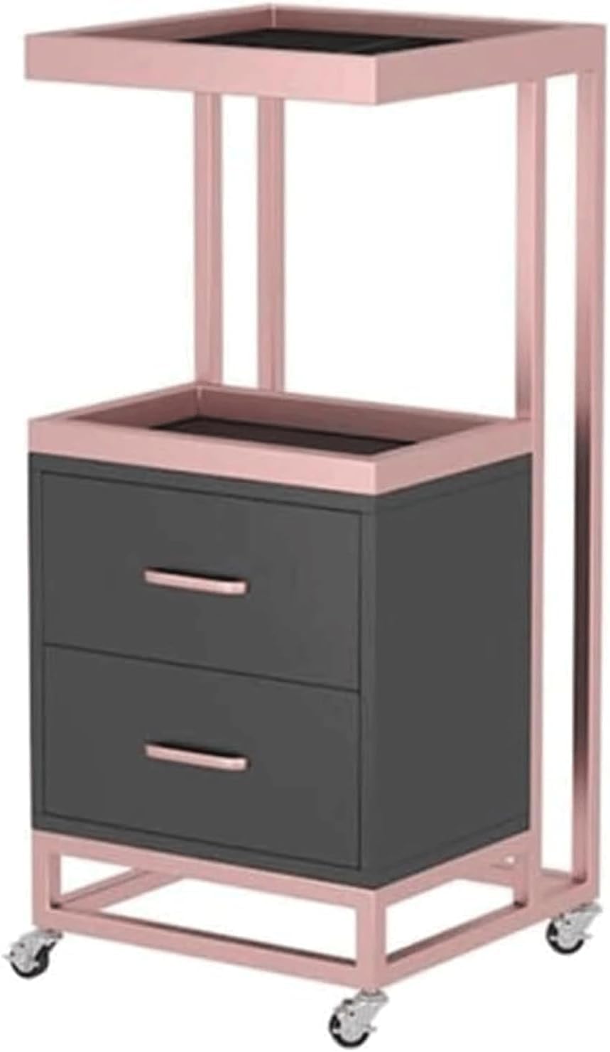 VUIKLCty Salon Trolley Metal Salon Rolling Cart With 2 Drawers Storage Utility Cart Instrument Tray Salon Cart Beauty Trolley Cart(A)