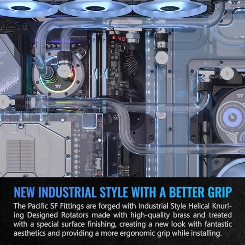 Image of Thermaltake Pacific SF 90 Degree Adapter Silver Black /DIY LCS /Fittings CL-W396-CU00SL-A