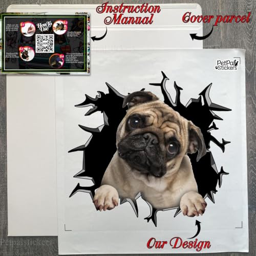 Image of Cute Dog Stickers for Car Window Decals Waterproof Funny Sticker (Pug Decal Stickers)
