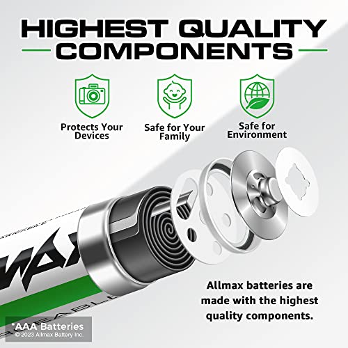 Allmax Rechargeable Aaa Maximum Power Batteries Nimh Triple A Battery (4-Pack) –Ultra Long-Lasting, Pre-Charged, Recharge Up To 2,000 Times (1.2V) #TOP3