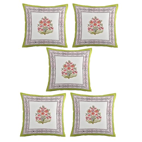 Image of BLOCKS OF INDIA Hand Block Printed Cotton 250 TC Linen Cushion Cover (16 X 16 Inches) (Color 2),Multicolor