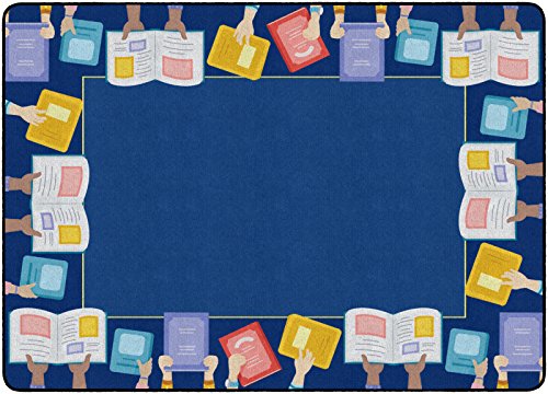 Flagship Carpets Book Border Multicolor Children's Educational Rug for Classroom Reading Area or at Home Activity and Learning Space, 6' x 8'4