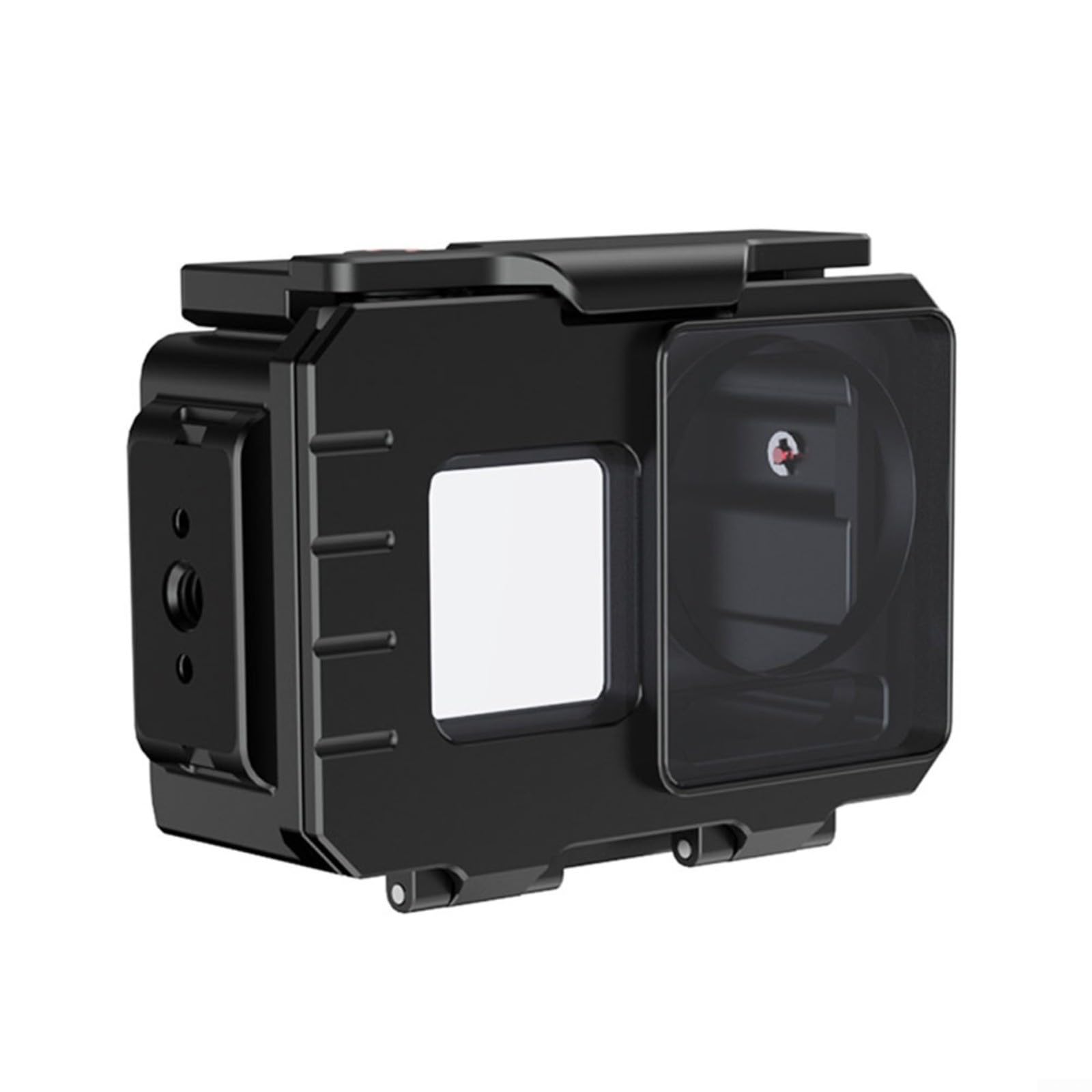 Metall-Tauchgehäuse Für DJI Action 5 Pro/4/3, 80M Wasserdicht Mit EPDM-Dichtung, Transparente Glaslinse, Kalt­schuh Magnetischer Schnellhalterung Für Horizontale/vertikale Aufnahmen(Black2)
