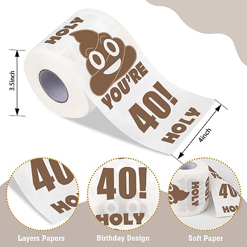 Qpout You're 40 Printed Toilet Paper,40th Birthday Gag Gift for Women and Men, Funny Novelty Roll for Best Friend, Prank Surprise, Bathroom Decorations for 40th Birthday Party