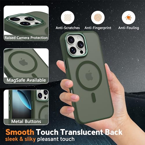 Image of Magnetic iPhone 16 Pro case,Compatible with Magsafe, Military-Grade Protection,Slim Translucent Matte Shockproof with Anti-Scratch Anti-Fingerprint Phone Cover (blackish green, iPhone 16 Pro)