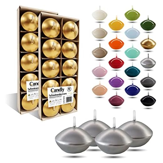 CANDLY HANDMADE© 10x Velas Flotantes Premium Ø 45 mm | Cumpleaños & Onomástico, Recepción de la Boda, San Valentín, Pascua, Navidad, Decoración elegante de la Casa, Candles (Plata)