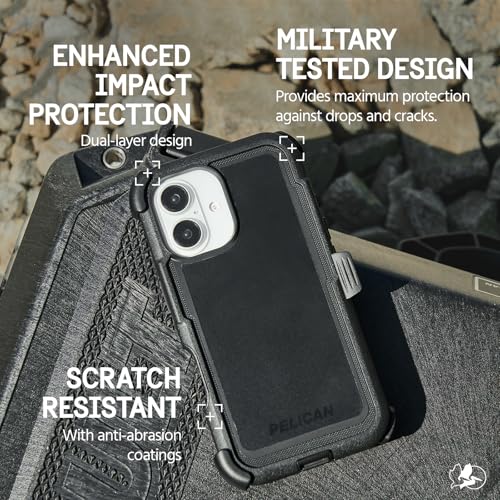 Image of Pelican Voyager iPhone 16 Case - Rugged MagSafe Phone Case - Black