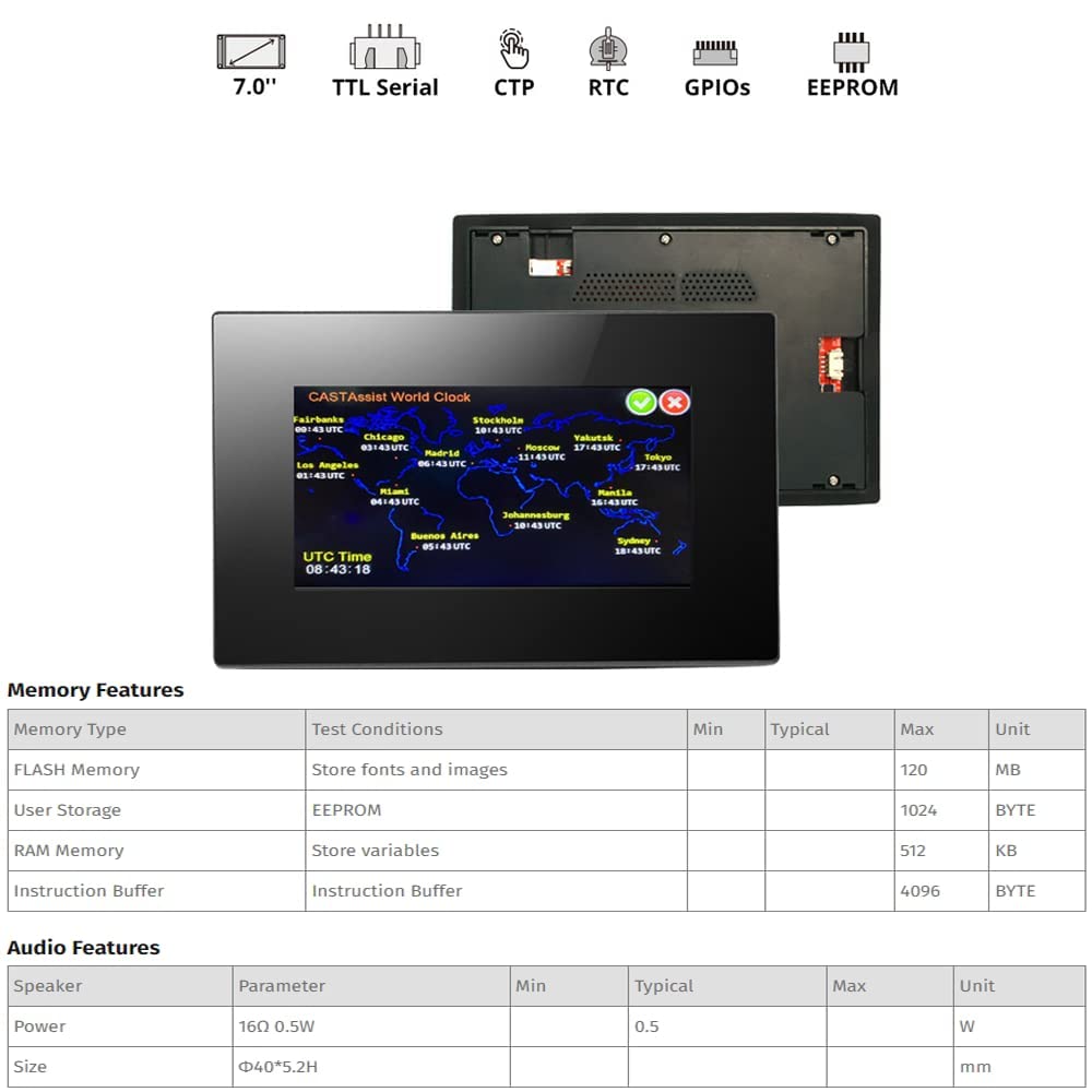 Nextion 7 pollici LCD Modulo Touch Display Serie Intelligente NX8048P070-011C-Y HMI IPS RGB 65K Capacitivo Touchscreen Pannello con custodia