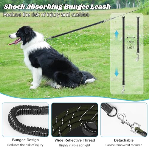 NTR Dog Leash for Large Dogs, 30FT Long Dog Leash with Swivel Hooks & Ergonomic Padded Handle, Detachable Bungee Training Lead for Walking, Hunting, Camping for Small Medium Large Dog NTR Dog Leash for Large Dogs, 30FT Long Dog Leash with Swivel Hooks & Ergonomic Padded Handle, Detachable Bungee Training Lead for Walking, Hunting, Camping for Small Medium Large Dog