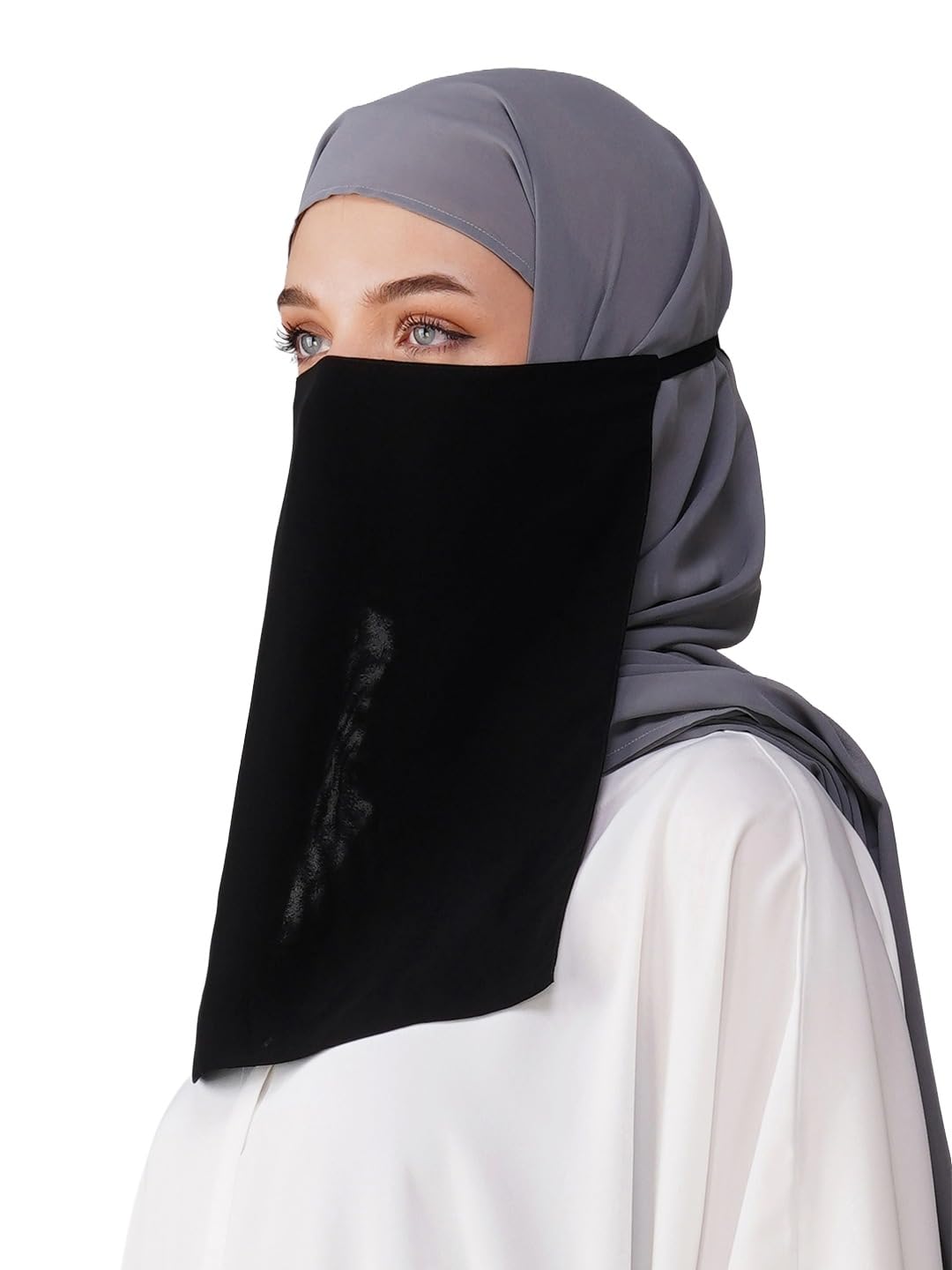 anaapparels ANA Solid Black Half Niqab with Knot | 12 x 13 Inches – Premium Imported Chiffon | Curved & Pointed Corner | Adjustable Tie-Up | Lightweight, Lower Face Coverage-picture-41