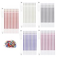 IBEQUEM 155Pcs Heat Erasable Pens with Sewing Pins, 50 Pcs Fabric Marking Gel Pen Refills with 100Pcs Colorful Pins, 5 Colors Replaceable Smooth Pens for DIY Dressmaking, Quilting, Tailor