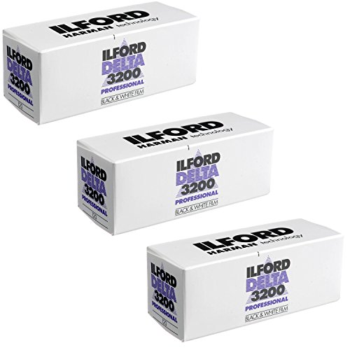 3 X Ilford Delta 3200 Professional, Black and White Print Film, 120 (6 cm), ISO 3200 (1921535)
