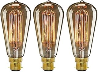 ONEPRE Pack of 3 Vintage Edison Light Bulb BC B22 Bayonet 40W Retro Decorative Filament Light Bulb Dimmable