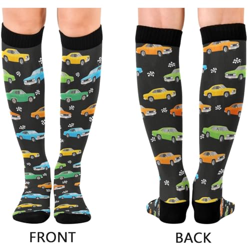 Image of Pigsaly Womens Compression Socks Yellow Stars Funny Brown Capybara Knee High Socks Athletic Tube Sock Outdoor Sport Socks