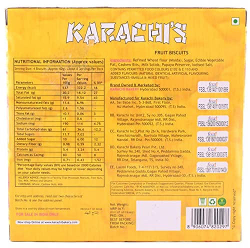 Image of Karachi Bakery Premium Fruit Biscuit, 500g
