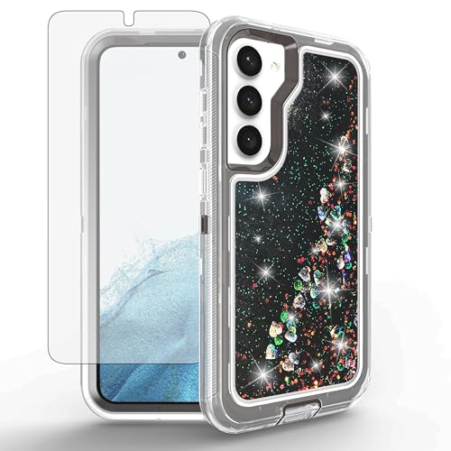 Coque Samsung Galaxy S23 5G antichoc silicone transparent pailleté noir S23S GS23
