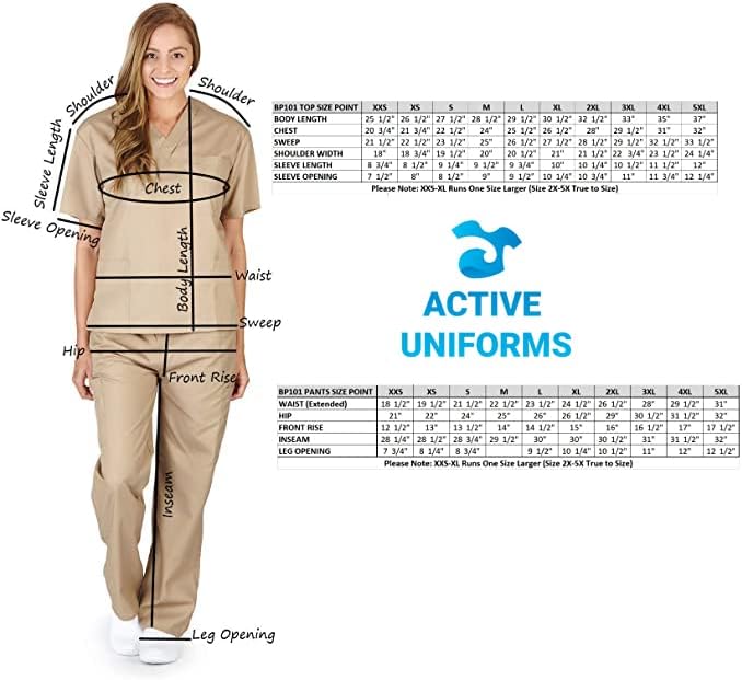 ACTIVE UNIFORMS Women's Scrub Sets, Scrub Top and Pants. Run Large - Image 7
