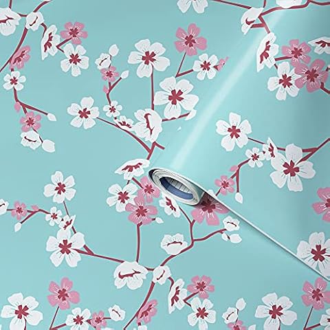 Venilia Adhesive Paper | Cherry Flowers | 45 cm x 2 m, Thickness 95μ | Self-Adhesive Film for Furniture and Kitchen, Decorative Film, Wallpaper | Phthalate Free PVC | Made in EU Cover
