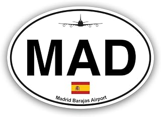 Adolfo Sußrez Madrid û Barajas Airport Euro Oval Sticker for Water Bottle Phone Tumbler Hard hat - Four Pack