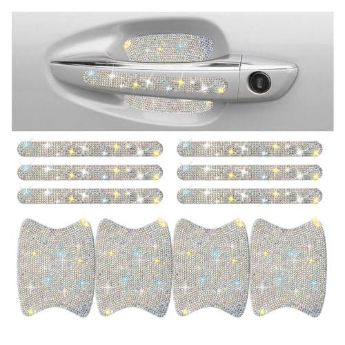 JOYCOURT 10PCS Bling Car Door Handle Anti-Scratch Sticker White | Universal Car Door Handle Cup Protective Cover Adhesive Door Bowl Sticker Shiny Rhinestone Auto Decor Accessories for Women product thumbnail 15