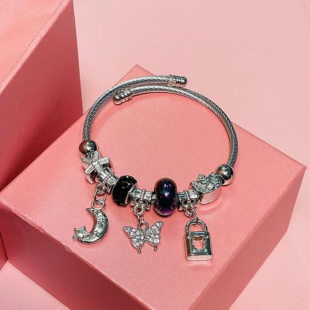 Image of Miss Chanda's Women's Gift Hamper for Girls & Women | Necklace, Charm Bracelet, Jhumka Earrings, Satin Scrunchie & Hair Bow, Decorative Flower, Birthday Gift Box | Random Colors & Desings for Surprise
