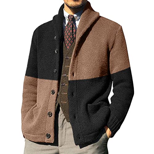 Cardigan épais pour homme Noir XL avec boutons contrastés Desert Wind