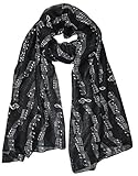 thb Richter Damen Herren Langer Schal Musiknoten Musik Notenschlüsse Kunst Weich Soft Schals Tücher Halstuch Musikveranstaltungen (Schwarz)