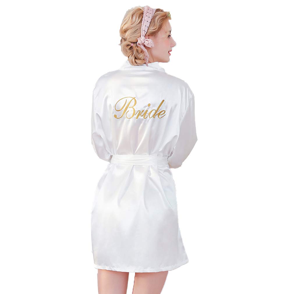 BOYANN Bride Kimonos Robe Silk Satin Dressing Gowns Wedding Party Pyjamas
