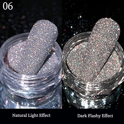 6 Color Nail Art Glitter Sparkling Diamond Nail Powder Reflective Nail Glitter Sequins For Acrylic Nails Shiny Pigment Holographic Super Bright Party Nightclub Nail Art Supplies (Reflective Glitter-1) #TOP2
