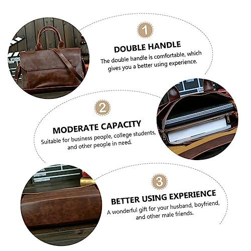 DOITOOL 1pc Pu Leather Briefcase Fashion Business Shoulder Bag for Men Versatile Crossbody Handbag for Travel for Laptops Files and3