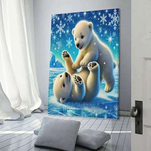 Ours polaire murale impression sur toile haut de gamme 40x60cm
