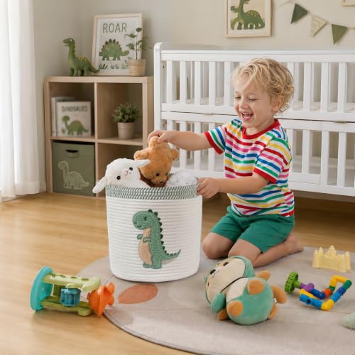 Image of Dinosaur Toy Storage Basket for Toddlers Boys Dinosaur Room Decor, Medium