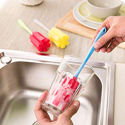 CYSJ 6 Stück Flaschenbürste Schwamm, Flaschen-Reinigungsbürste mit Langem Plastikgriff-Schalen-Bürsten, für Babyflasche… – Bild 6