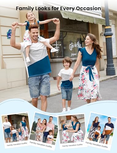 PATPAT Family Matching Outfits Summer Beach Tropical Holiday Ruffle Sleeve Mommy and Me Dresses and T-Shirts Sets2