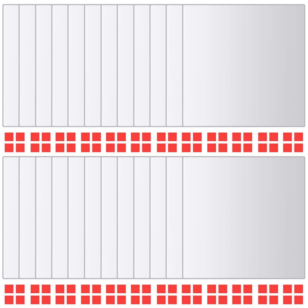 Confezione da 48 piastrelle a specchio quadrate, in vetro | Specchio da parete senza cornice in set per personalizzazione per corridoio, camera da letto e soggiorno