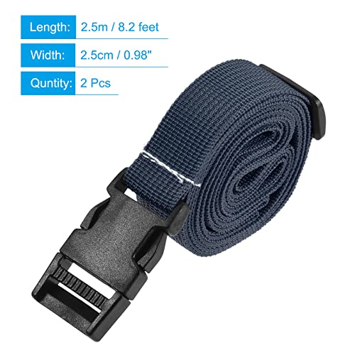Image of MECCANIXITY Utility Strap with Buckle 1x98 Inch Polyester Quick Release Adjustable Belt for Travel Outdoor Bag Luggage Packing (Navy Blue, Pack of 2)