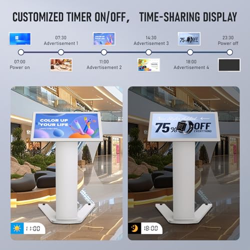 Image of 32-inch Floor Standing Self Service Kiosk with Touchscreen, 4+32GB HD 1080P 60HZ Digital Signage Display with Android 13 OS, Angle Adjustable Self-Ordering Kiosk Stand Terminal Machine