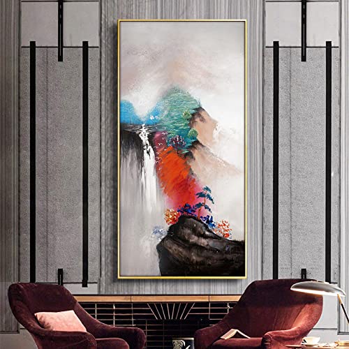 Toile paysage abstrait grand format pour habiller un grand mur vide de salon 90x180cm