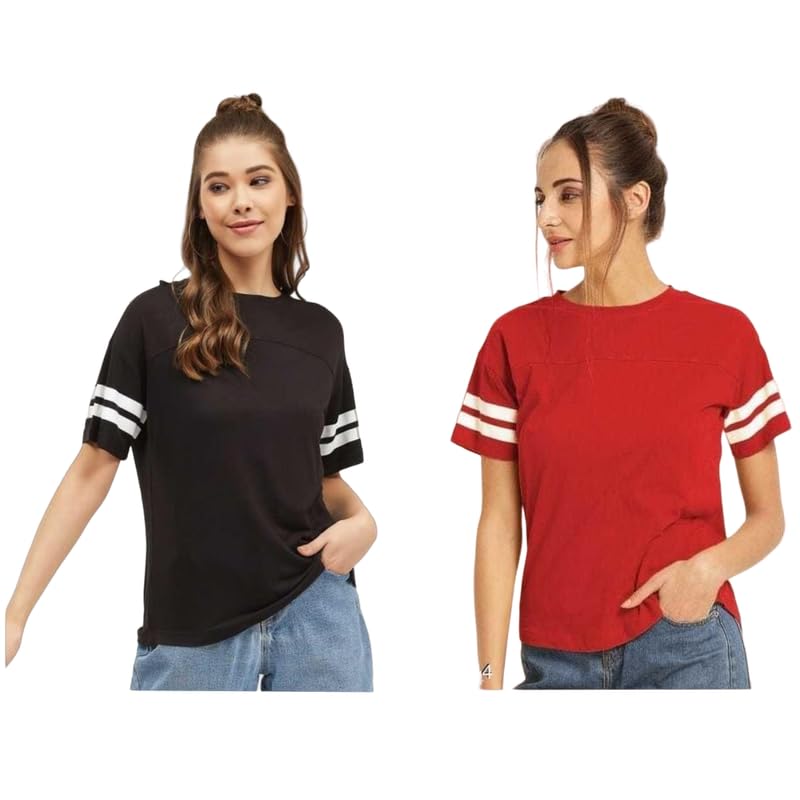Image of BEYOND BLISS Cotton Blend Casual Regular Fit Colorblocked Top for Women and Girls