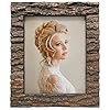 IKEREE 8×10 Rustic Wood Picture Frame with Real BarkSolid Wood High Definition GlassTabletop or Wall Mounting for Farmhouse Decor