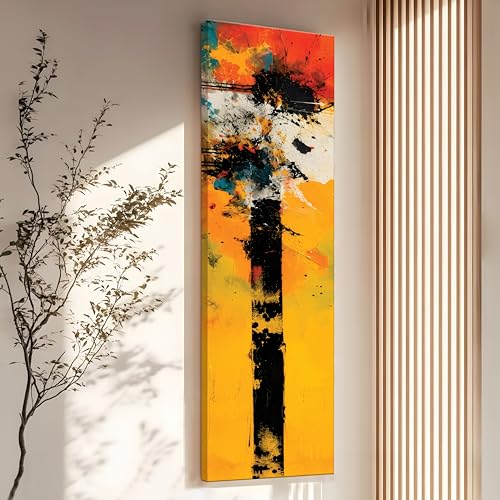 Image of Modern Abstract Stretched Canvas Wall Art Painting for Living Room, Industrial Expressionist Splatter Canvas Wall Decor For Livingroom, Bedroom, Office, Hallway's, Hotel 12x46 Inch