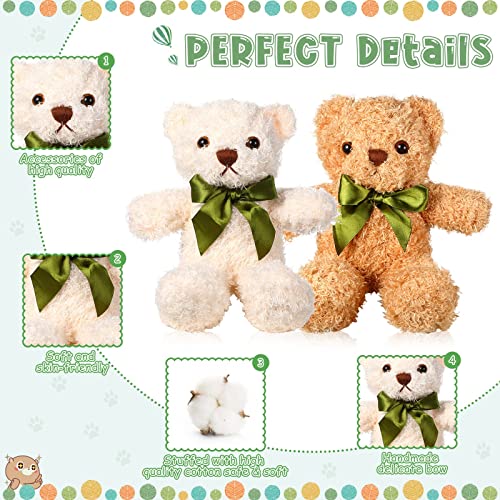 Hydren 15 Pieces Plush Stuffed Bears, 10 Inch Cute Soft Stuffed Bear Toy With Bow Tie For Graduation Baby Shower Christmas Birthday Party Gift Favors (Golden, Brown, White) #TOP3