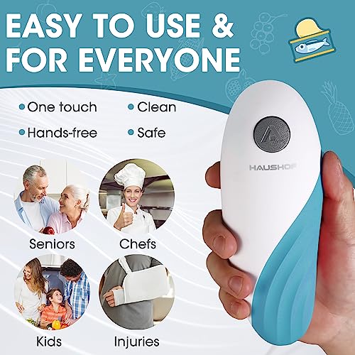 HAUSHOF Electric Can Opener, Automatic Tin Opener with One Touch Switch, Hands-Free and Smooth Edge Battery Tin Openers for The Elderly and Arthritic, Blue - Image 6