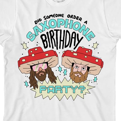 Minecraft Movie Steve & Garret Saxophone Girl's Birthday White Crew Neck Short Sleeve Shirt2